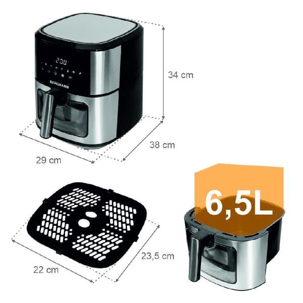 Bergmann YO 1 airfryer 6,5l 1500W sort