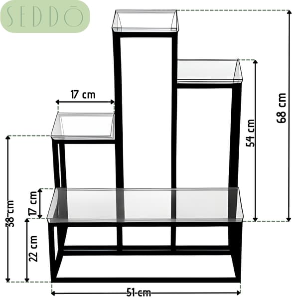 Stående blomsterstativ til blomster og planter, metal loft, 6 potter, industriel, 68 cm