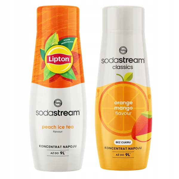 2x Lipton Ice Tea Peach + Appelsiini Mango Zero Sodastream -siirappia