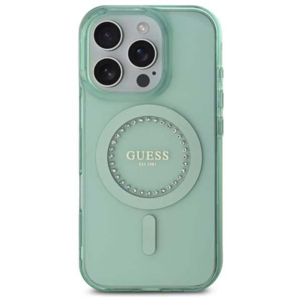 Guess IML Strass MagSafe - iPhone 16 Pro Max-skal (grönt)