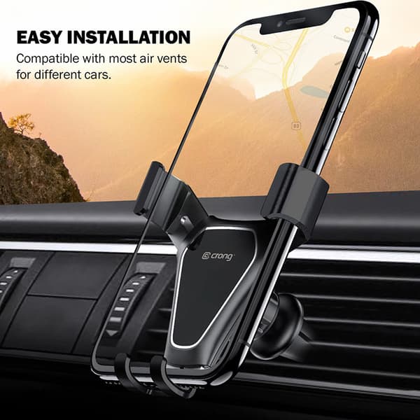 Crong Gravity Auto-Clip Bilholder - Gravity bilholder til 4,7"-6,5" telefoner (sort)