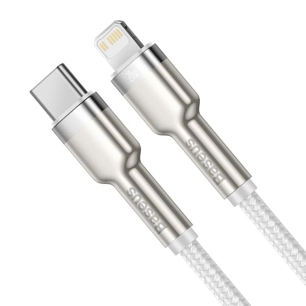 Baseus Cafule USB-C - Lightning -kaapeli, PD, 20W, 1m (valkoinen)