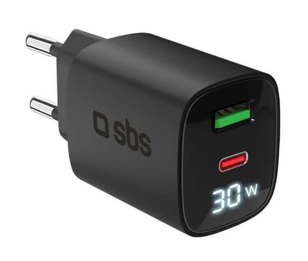 SBS USB-C PD 30W, USB-A 18W vægoplader
