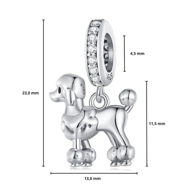 Pudel silver berlock hänge pärlor