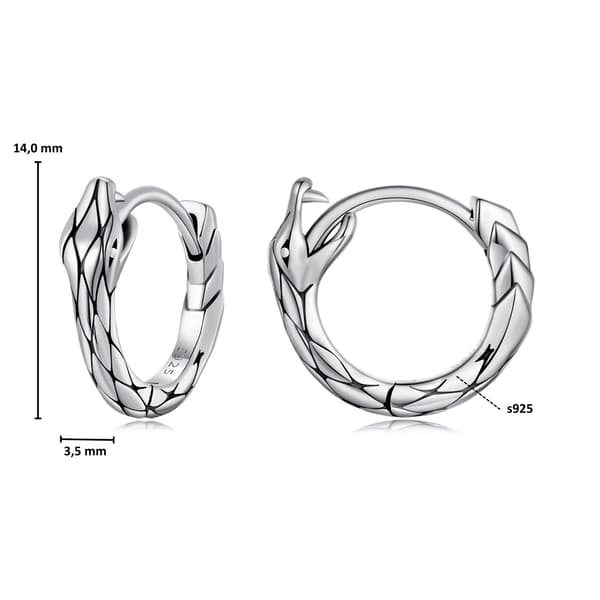 Sølv ouroboros slangeøreringe, hoops, låse, sølv 925