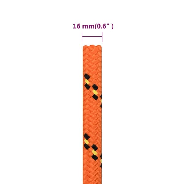 vidaXL sejltov, orange, 16 mm, 100 m, polypropylen