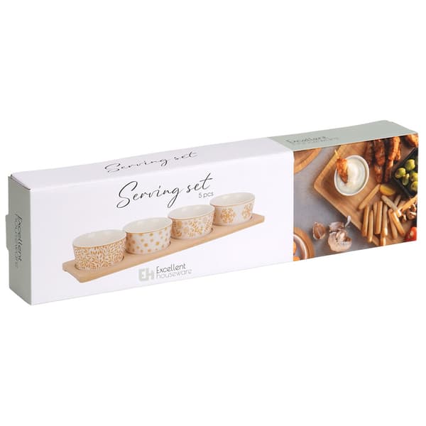 Porslinsskålar för snacks på bricka 5 delar