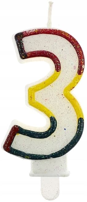 Glitter-numerokynttilä ""3"", 1 kpl.