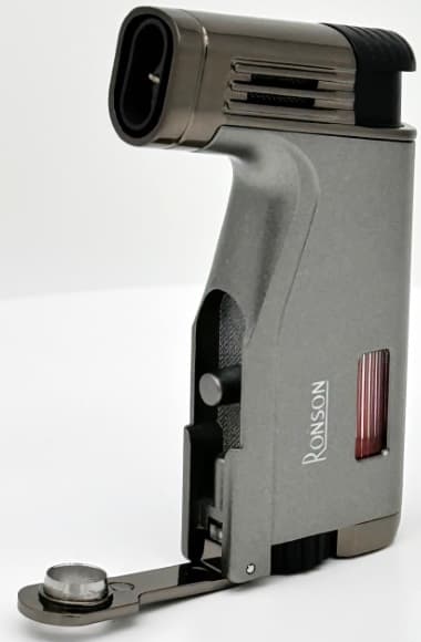 RONSON BREEZE GL120 GRÅ 2-jet jetlighter med hullemaskine