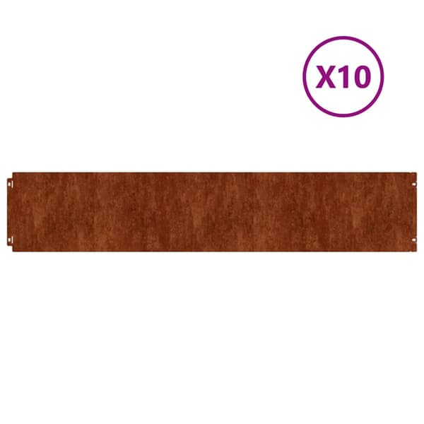 vidaXL Gräsmatta, 10 st, 20x103 cm, Flexibel, Cortenstål
