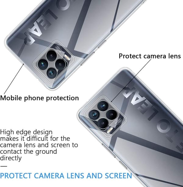 REALME 8 PRO SKAL KLART SILIKONBAKSIDA SKYDDANDE SOLID VATTENTÄT