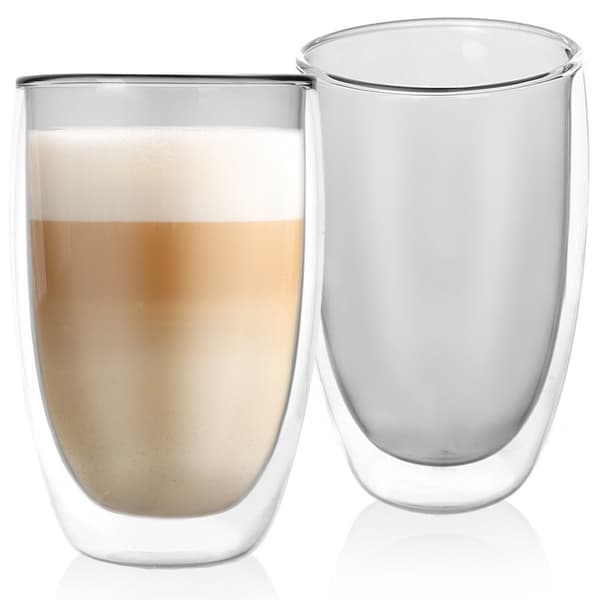Dubbelväggiga termoglas för latte dubbel 460 ml kaffe, 2 st.