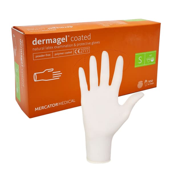 S Mercator Dermagel-belagte latexhandsker 100 stk.