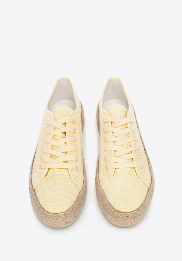 Wittchen Damesneakers med stråsåler, gule, syntetisk materiale