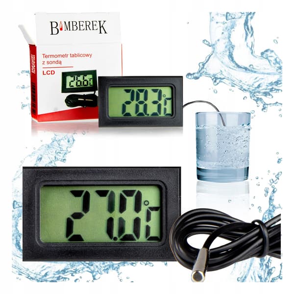 Digitalt elektronisk paneltermometer med LCD-sonde. Præcis akvarietermometer.