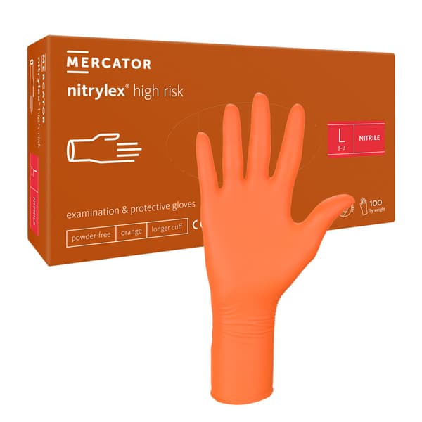 Mercator Nitrylex högrisknitrilhandskar L orange 100 st