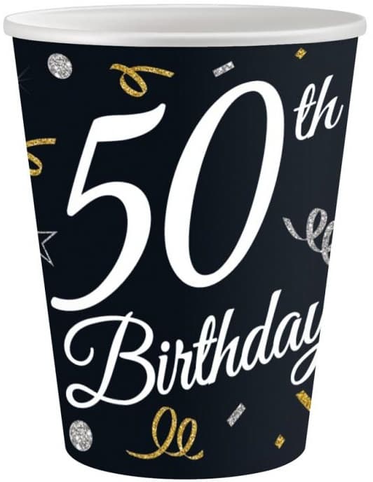 Pappmuggar 50-årsfödelsedag 250ml 6 st.