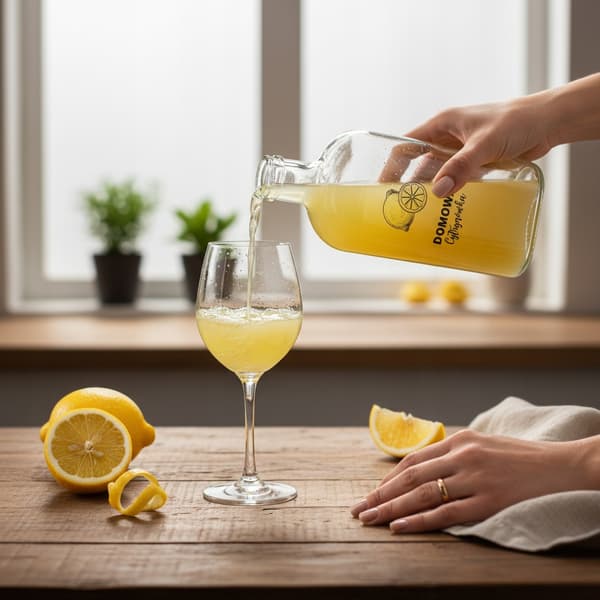10x Klassiska flaskor 500ml tryckt hemlagad citronlikör i glas