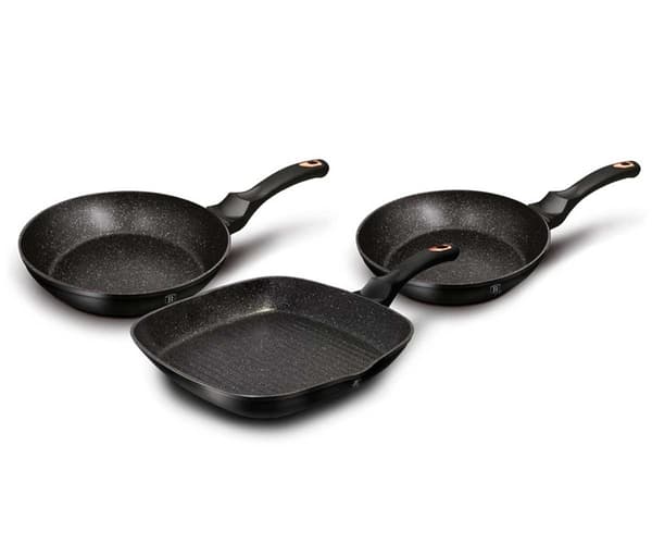 SÆT MED 3 GRANITPANDER BERLINGERHAUS BLACK ROSE BH-6156