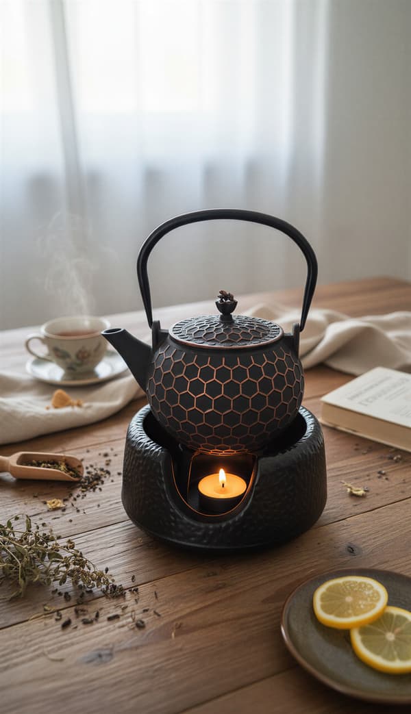 Støbejernskedel 1,2 l te- og urteinfuser + varmer