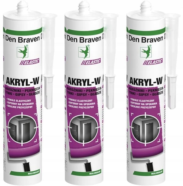 Sæt med 12 Den Braven Silikone - Akryl Hvid 280 ml