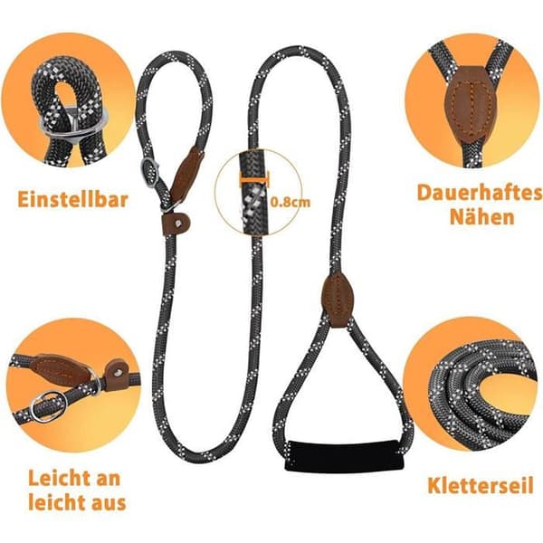 HUNDKOPPELRING SVART JUSTERBAR 130cm L