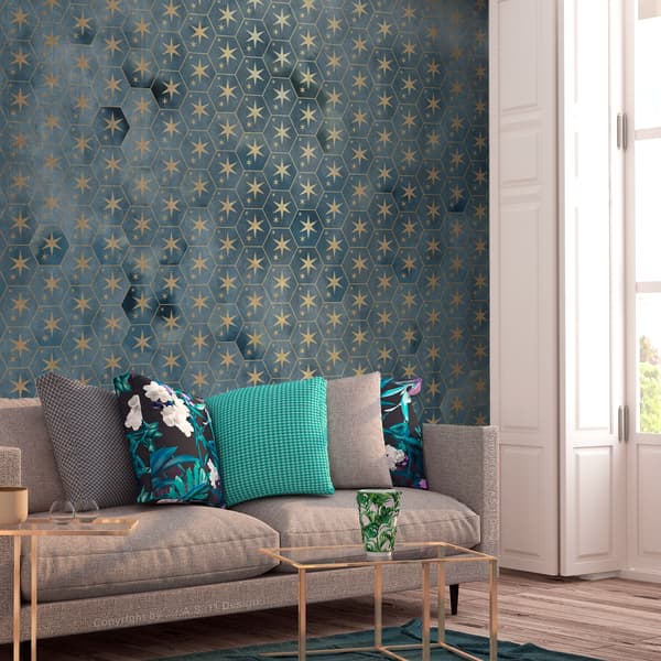 Plakat - Blomster på turkis baggrund