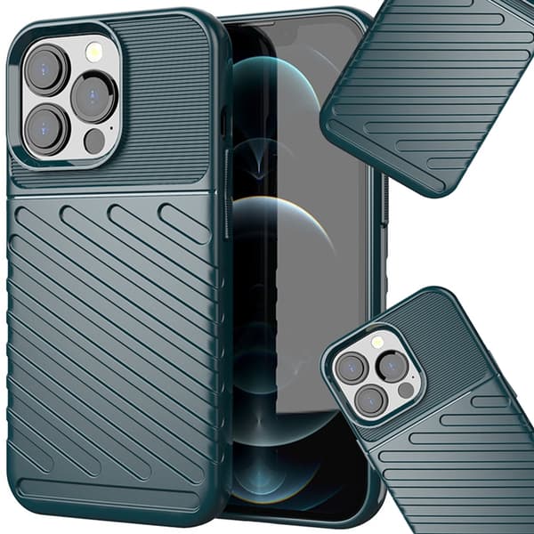 Thunder Case fleksibelt pansret cover til iPhone 13 Pro grøn