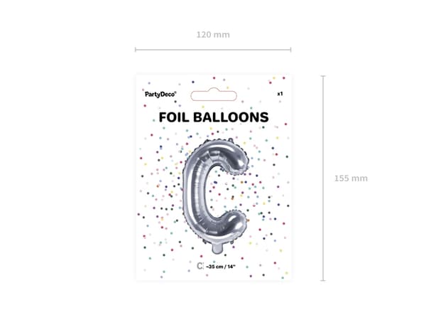 Folieballon med bogstav C, 35 cm, sølv