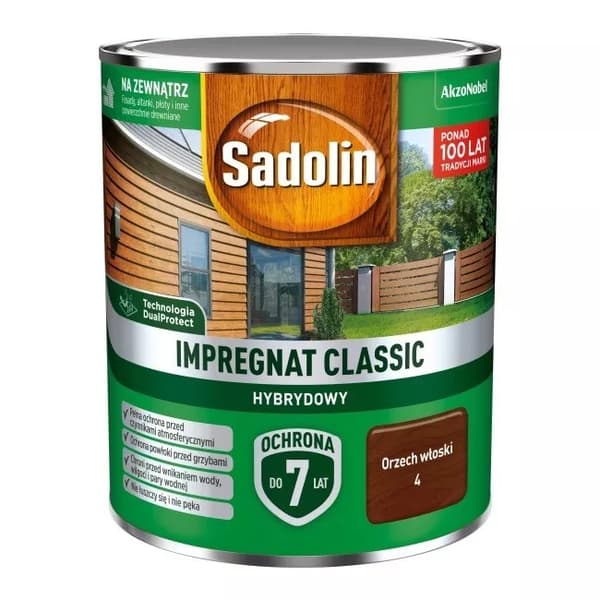 SADOLIN IMPREGNAT CLASSIC HYBRID 7 ÅR VALNÖT 0,75L - 5 PÅSAR 0,7