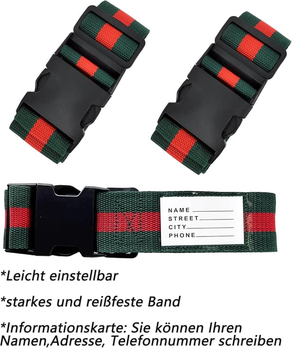 Matkalaukun hihna, 2 kpl, etiketillä