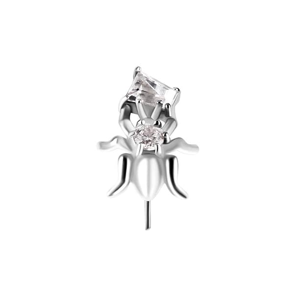 Insticksmutter - skalbagge med vit zirkon - CoCr NF - silver - PI-016
