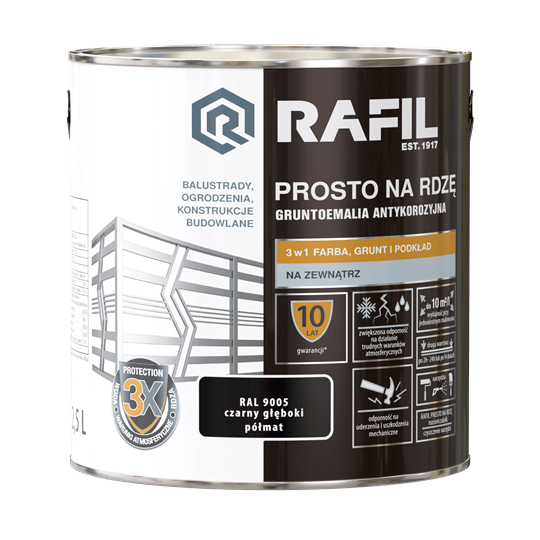 RAFIL MALING RUSTFRI SORT SEMIMAT RAL9005 2,5L