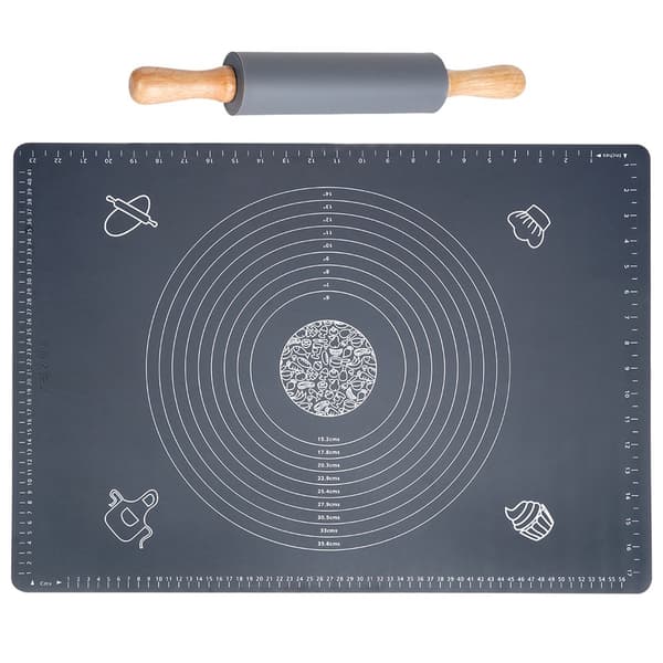 Tæppe til kagedekorering og silikone walse 64x45 cm 2 stk.