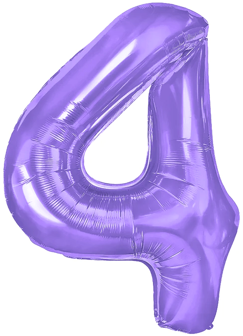 Folieballon nummer 4 lilla 100 cm