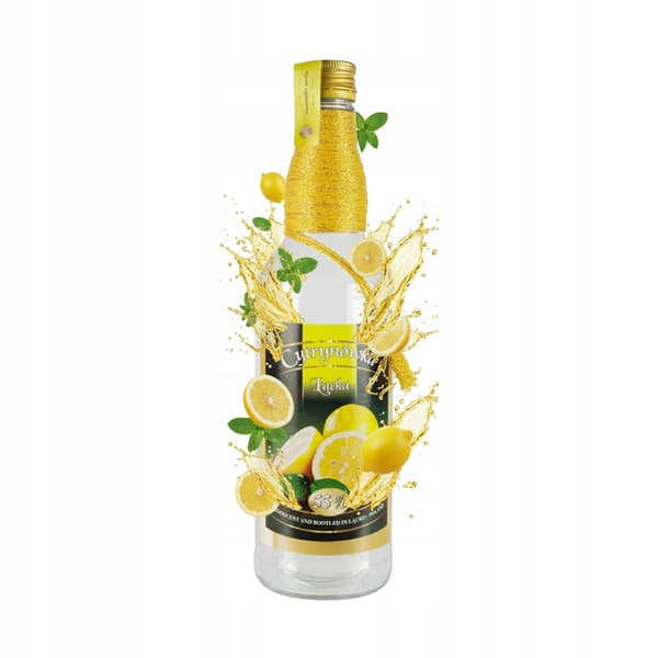 5x Glasflaskor DEKORATIV CITRONVODKA Monopol Glasflaska 500ml Łącka
