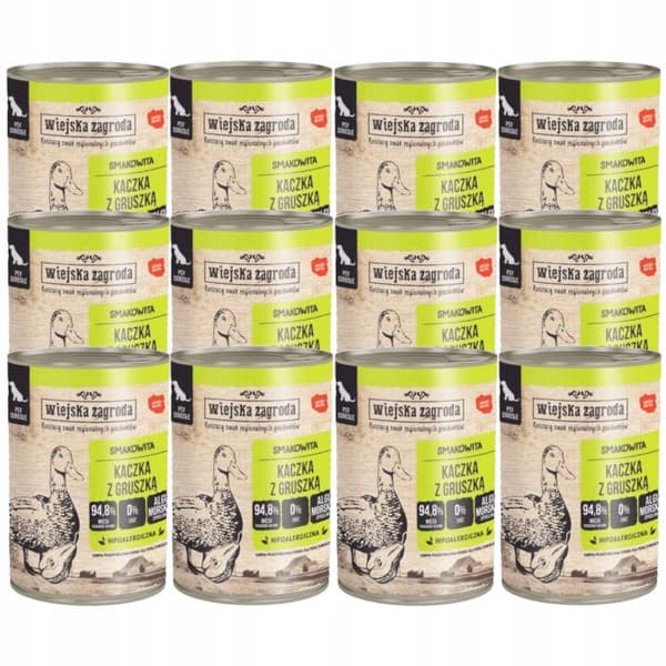 Wiejska Zagroda And med pære vådt hundefoder 12x400g