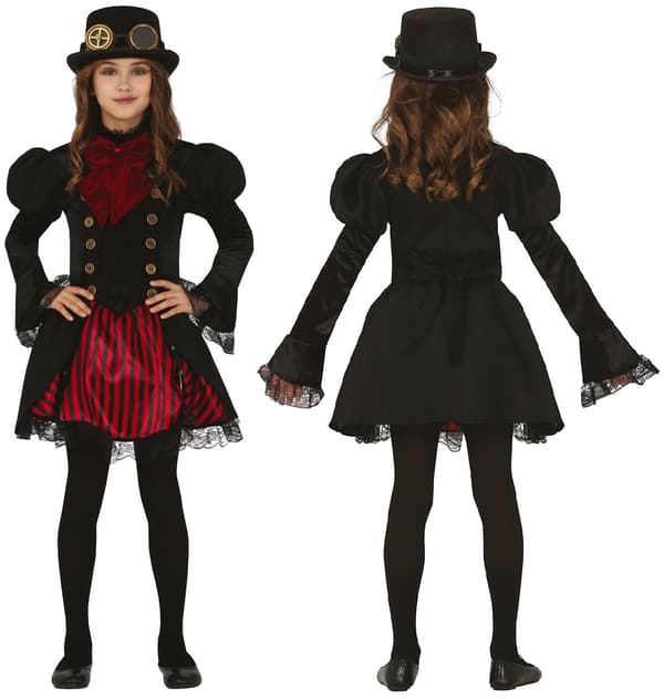 Gotisk Halloween-kostymklänning för barn 10-12 år