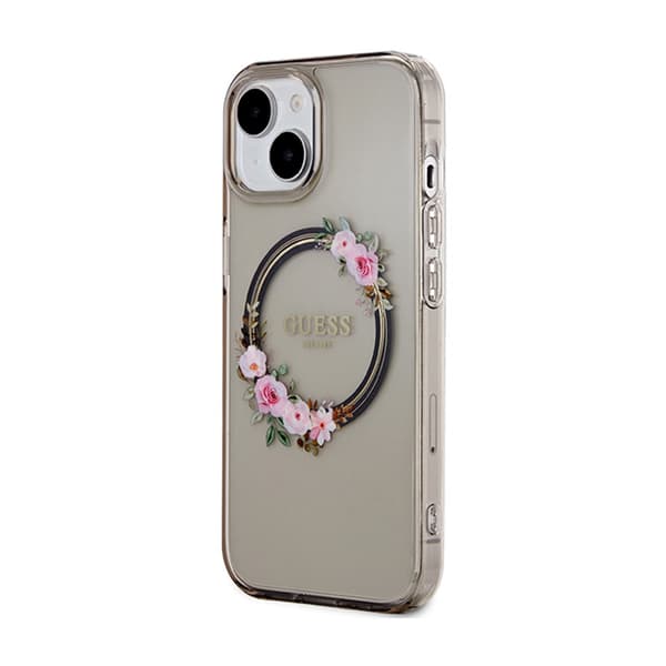 Guess IML Blomsterkrans MagSafe - iPhone 15 cover (sort)