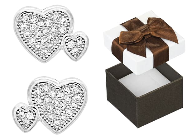 Sølv hjerteøreringe med cubic zircons hjerter dame ørestikker sølv 925