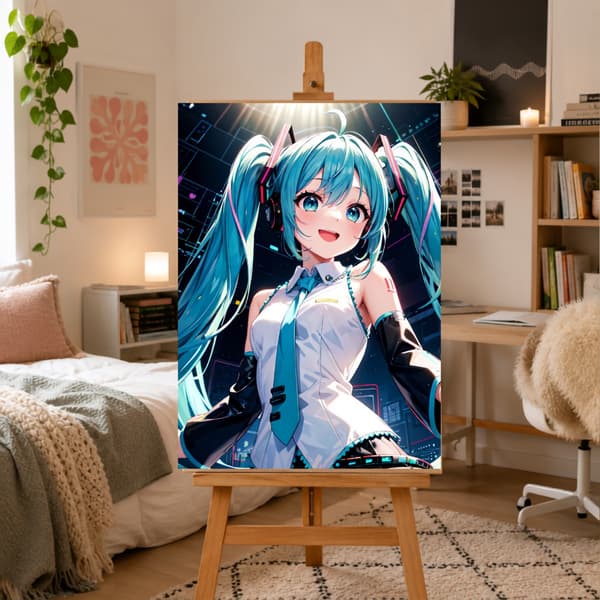 Måla efter nummer-bild med ram Anime Hatsune Miku 50x70 cm