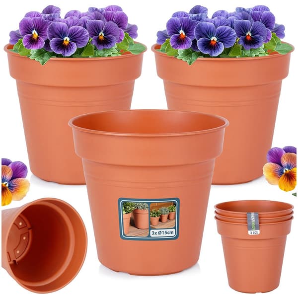 Havepotte plastik rund 15 cm 3 stk.