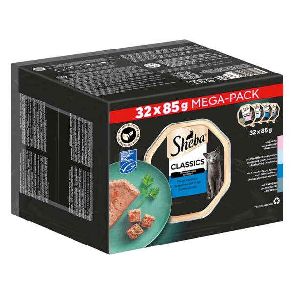 Våtfoder för katter SHEBA Mega Pack med fisksmak Tray 32x85g