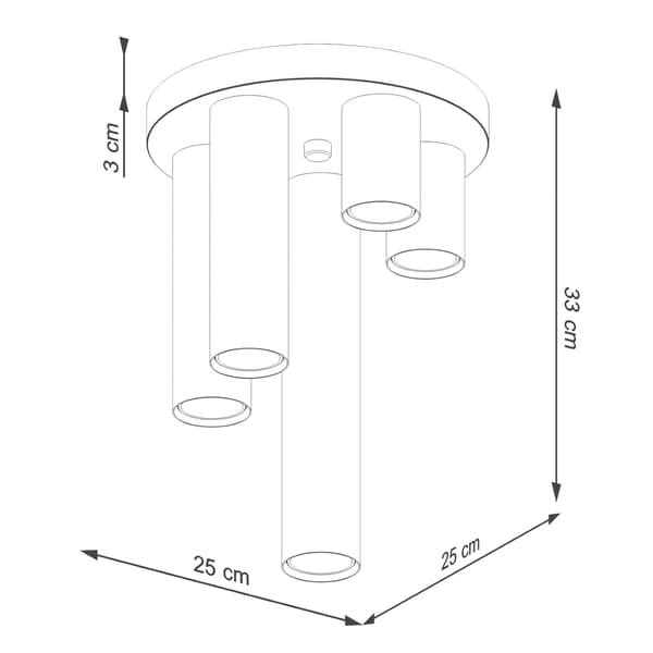 LOFTSLAMPE LAGOS 5 GU10 SORT SOLLUX SL.1467