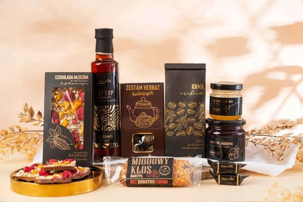 Gavekurv sæt te kaffe honning sirup chokolade marmelade premium