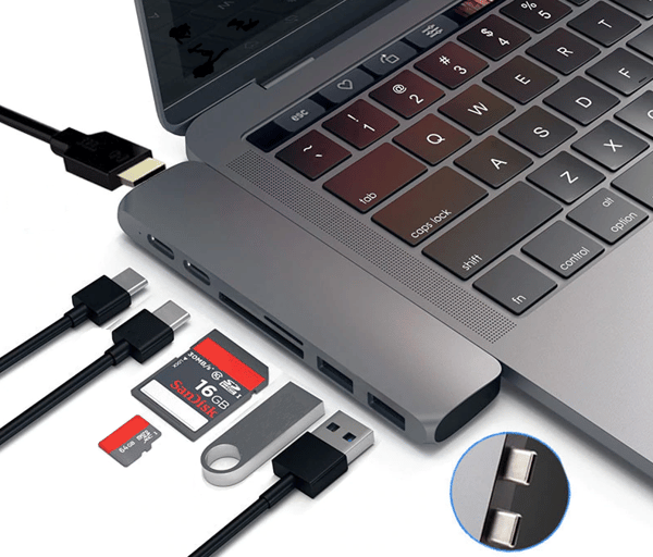 ADAPTERHUB USB-C USB THUNDERBOLT HDMI 4K TIL MACBOOK PRO AIR