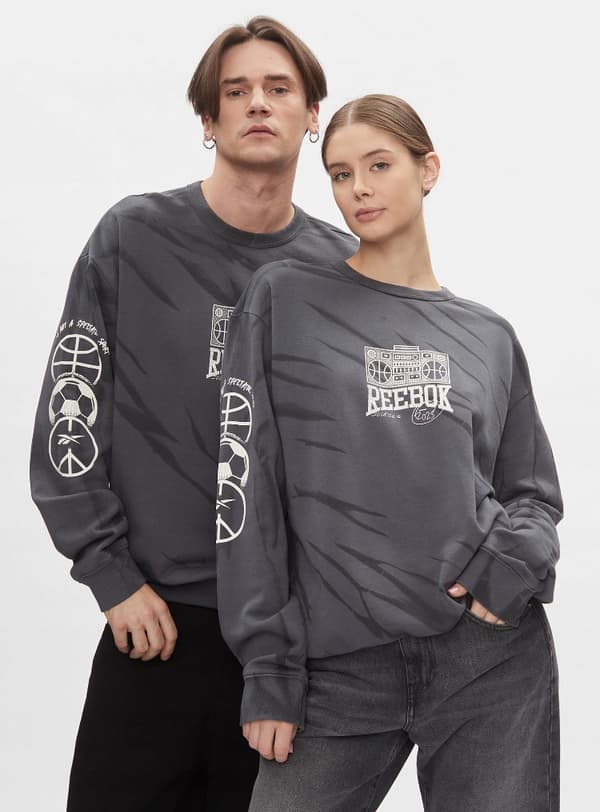 Reebok unisex grå tröja med tryck storlek M