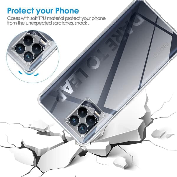REALME 8 PRO SKAL KLART SILIKONBAKSIDA SKYDDANDE SOLID VATTENTÄT