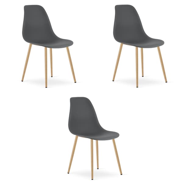 WAT stol mörkgrå / naturliga ben x 3