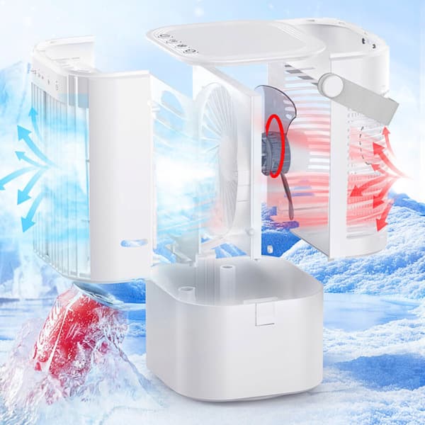 Ventilator Mini Klimaanlæg Ventilator Bord Stille Vandbaseret 900ml LED
